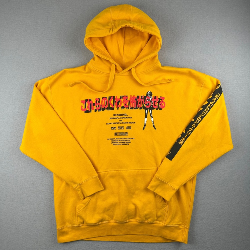 JPEGMAFIA Danny Brown Hoodie Mens XL Yellow Scaring The Hoes Graphic M2580